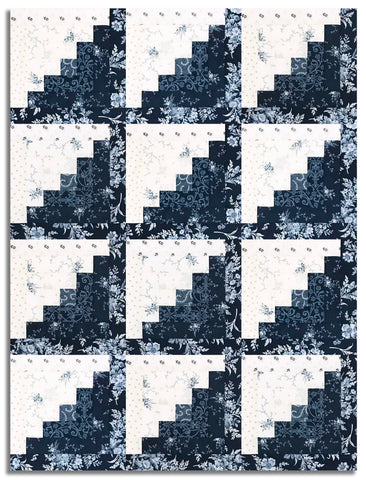 Matt's Moda Pre-cut 12 Block Log Cabin Quilt Kit - Breathtaking Blues