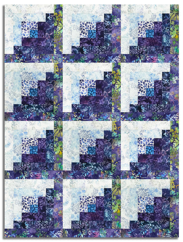 Hoffman Bali Batiks Pre-Cut 12 Block Log Cabin Quilt Kit - Dandelions At Dusk