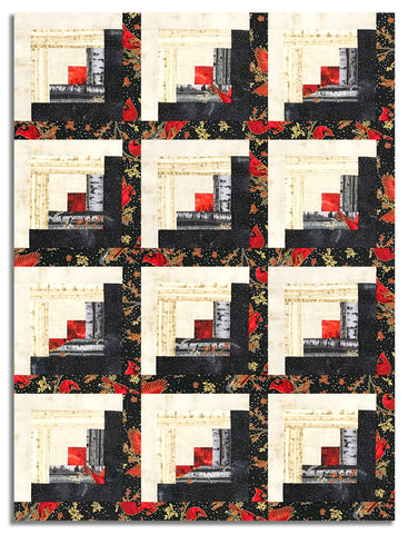 Hoffman Pre-Cut 12 Block Log Cabin Quilt Kit - Berries & Birch