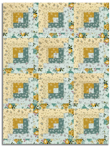 Matt's Riley Blake Pre-Cut 12-Block Log Cabin Quilt Kit - Renew