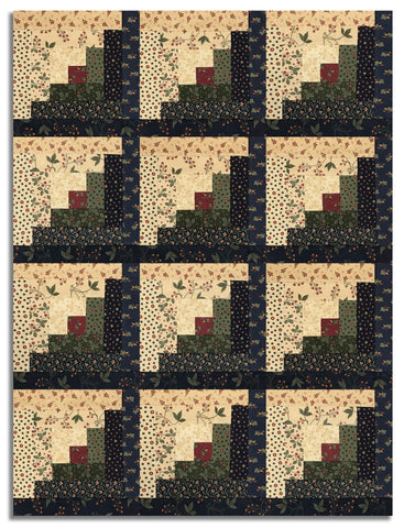 Moda Kansas Troubles Quilters Pre-cut 12 Block Log Cabin Quilt Kit - Flannel Season - Indigo