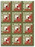 Northcott Pre-Cut 12 Block Log Cabin Quilt Kit -  Holiday Joy