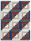 Northcott Pre-Cut 12 Block Log Cabin Quilt Kit -  Stars & Stripes 14