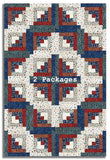 Northcott Pre-Cut 12 Block Log Cabin Quilt Kit -  Stars & Stripes 14