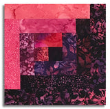 Hoffman Bali Batiks Pre-Cut 12 Block Log Cabin Quilt Kit - Tickled Pink