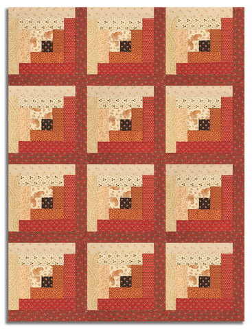 Andover Pre-Cut 12 Block Log Cabin Quilt Kit - Spice Market