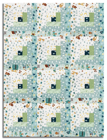 Riley Blake Pre-Cut 12-Block Log Cabin Quilt Kit - Baby Boy - Blue