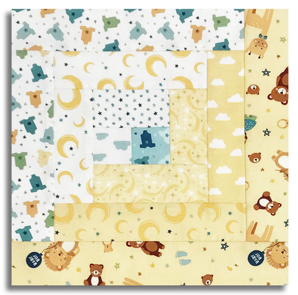 Riley Blake Pre-Cut 12-Block Log Cabin Quilt Kit - Baby Boy - Yellow