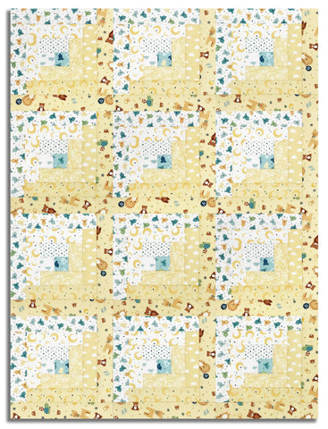 Riley Blake Pre-Cut 12-Block Log Cabin Quilt Kit - Baby Boy - Yellow