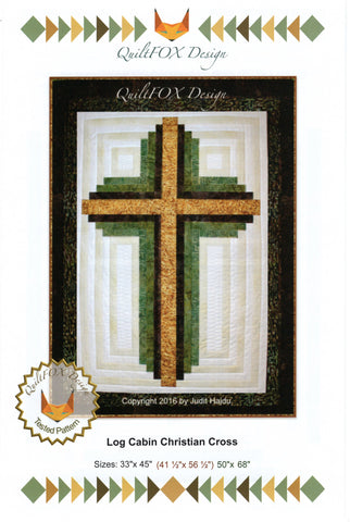 Croix chrétienne de cabane en rondins - motif de courtepointe design quiltfox