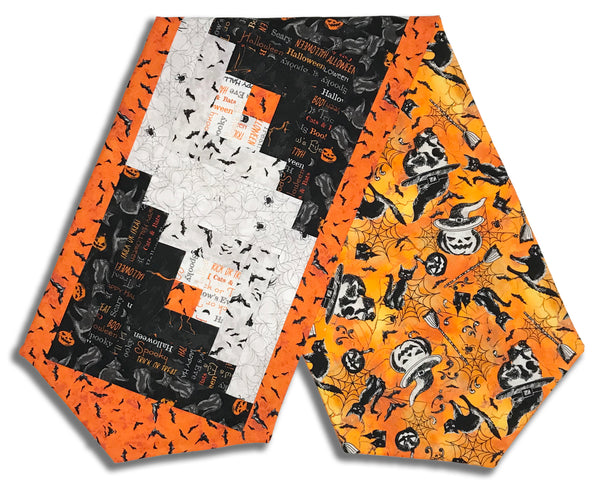 Windham Pre-Cut Log Cabin Table Runner Kit - Hallow's Eve - Black