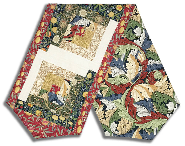 Fully FINISHED Log Cabin Table Runner - Oxford Holiday - Blue