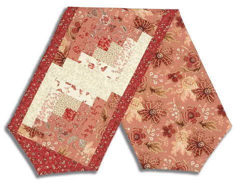 Matt's Moda Pre-cut Log Cabin Table Runner Kit - Le Jardin Rouge - Clay