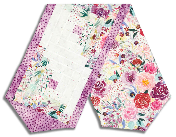 Matt's Moda Pre-cut Log Cabin Table Runner Kit - Fleur The Love - Cloud