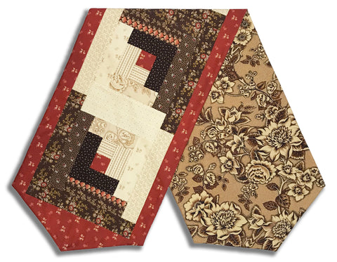 Moda Pre-cut Log Cabin Table Runner Kit - Miss Mollie - Dark Chocolate