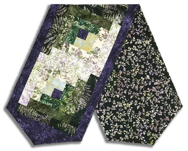 Matt's Hoffman Bali Batik Pre-Cut Log Cabin Table Runner Kit - Meadow Lane - Dark