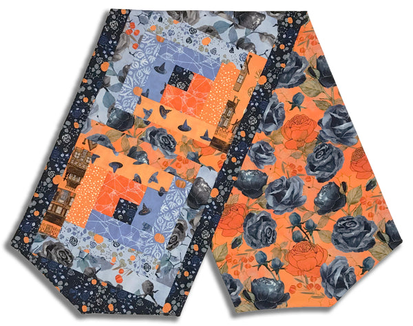 Fully FINISHED Log Cabin Table Runner - Moda - Coven - Dusk