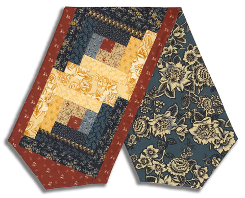 Moda Pre-cut Log Cabin Table Runner Kit - Miss Mollie - Indigo