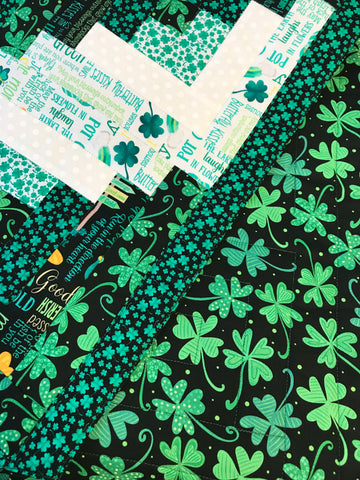 Fully FINISHED Log Cabin Table Runner - Luck of the Gnomes