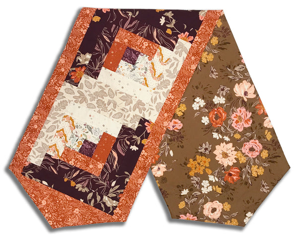 Fully FINISHED Log Cabin Table Runner - Foraged & Found - Merlot