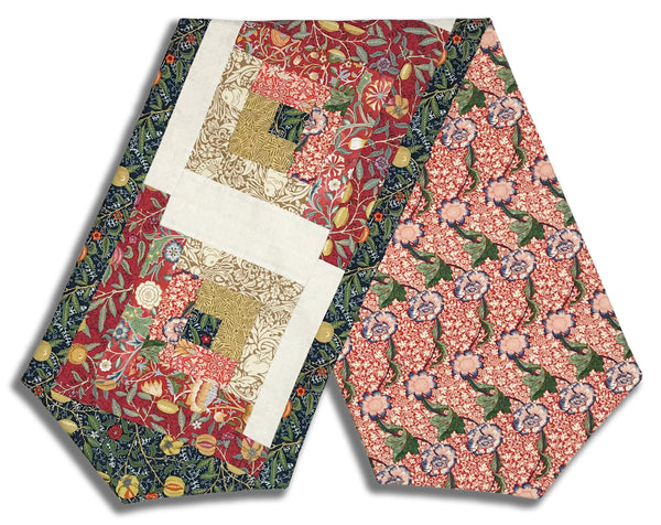 Fully FINISHED Log Cabin Table Runner - Oxford Holiday - Red