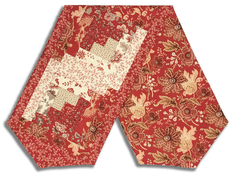 Matt's Moda Pre-cut Log Cabin Table Runner Kit - Le Jardin Rouge - Red