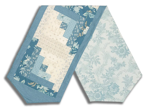 Fully FINISHED Log Cabin Table Runner - Sewing Bird -