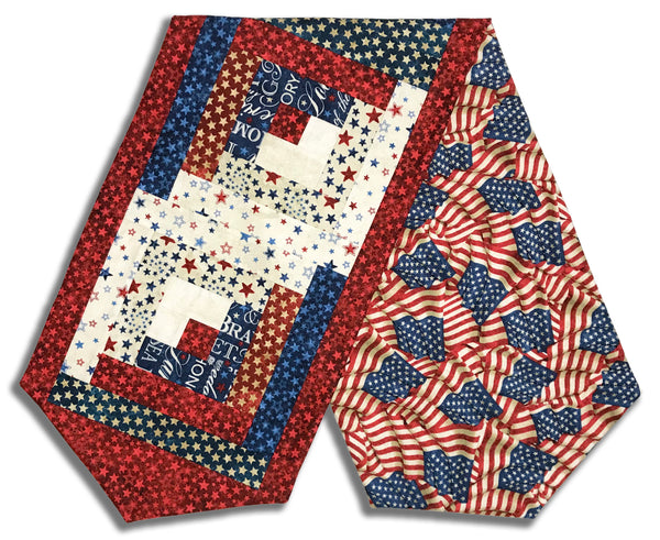 Northcott Pre-Cut Log Cabin Table Runner Kit - Stars & Stripes 14