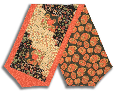 Fully FINISHED Log Cabin Table Runner - Pumpkin & Spice