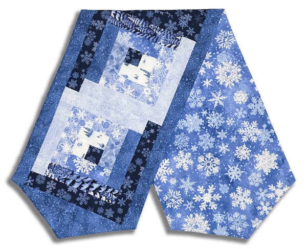 Fully FINISHED Log Cabin Table Runner - Northcott - Winter Twilight