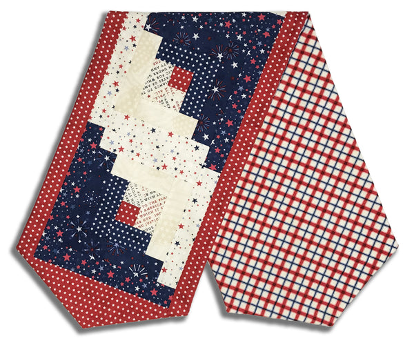 Fully FINISHED Log Cabin Table Runner - Founding Glory
