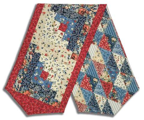 Northcott Pre-Cut Log Cabin Table Runner Kit - Farmhouse Sampler