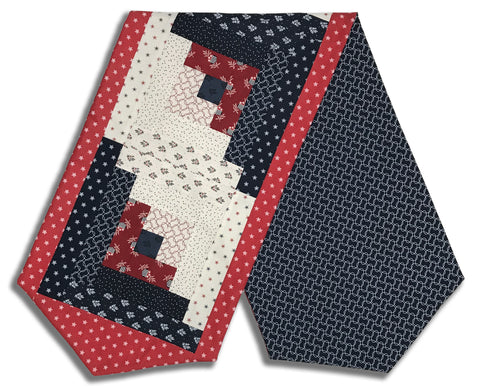 Fully FINISHED Log Cabin Table Runner - American Gathering II