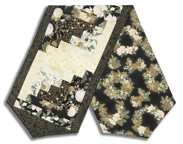 Fully FINISHED Log Cabin Table Runner - Hoffman - Ornament Grove