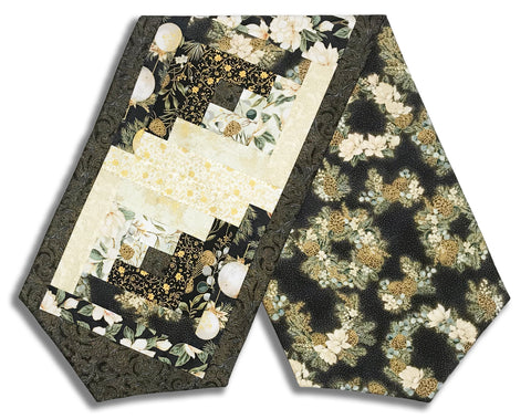 Fully FINISHED Log Cabin Table Runner - Hoffman - Ornament Grove