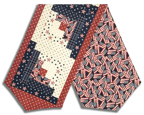 Fully FINISHED Log Cabin Table Runner - America 250 Years