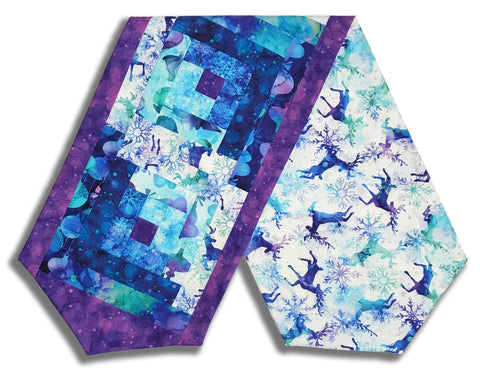 Fully FINISHED Log Cabin Table Runner - Midwinter Magic