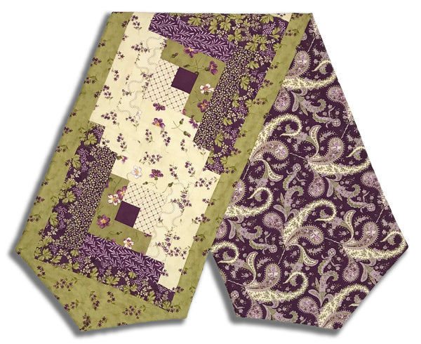 Moda Pre-Cut Log Cabin Table Runner Kit - Collections For A Cause: Essence - Plum