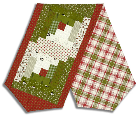 Fully FINISHED Log Cabin Table Runner - Moda - Chilly