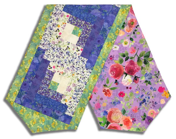 Fully FINISHED Log Cabin Table Runner - Fleur De Rose