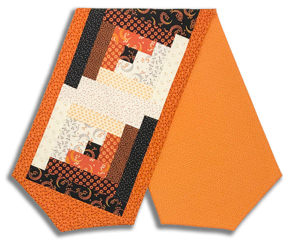 Fully FINISHED Log Cabin Table Runner - Midnight Moon -