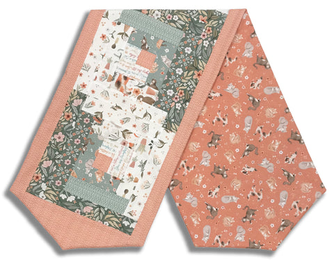 Fully FINISHED Log Cabin Table Runner - Petal and Purr