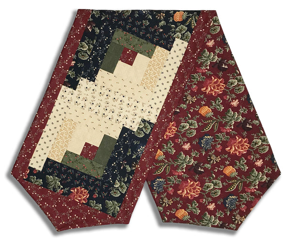 Fully FINISHED Log Cabin Table Runner - Quail Run