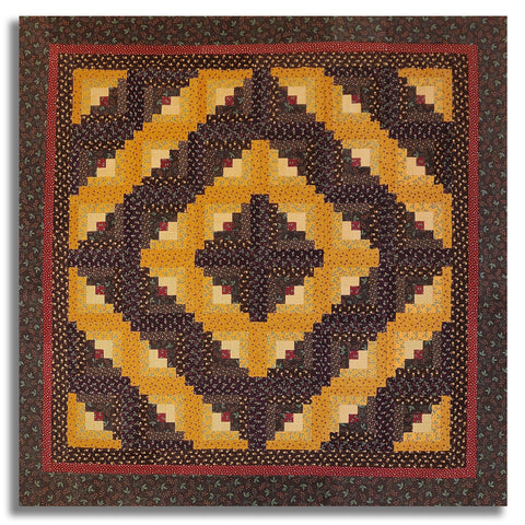 Moda Kansas Troubles Quilters Pre-cut 12 Block Log Cabin Quilt Kit - Flannel Season - Mahogany