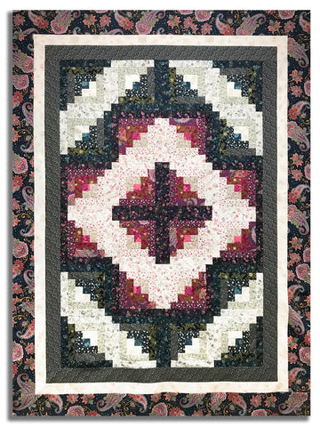 Moda Pre-cut 12 Block Log Cabin Quilt Kit - Chelsea Garden - Midnight