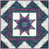 Northcott Pre-Cut 12 Block Log Cabin Quilt Kit - Digital Print - Midas Touch - Plum/Teal