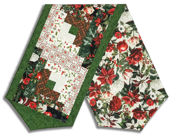 Matt's In The Beginning Pre-Cut Log Cabin Table Runner Kit - Winter Enchantment - Green