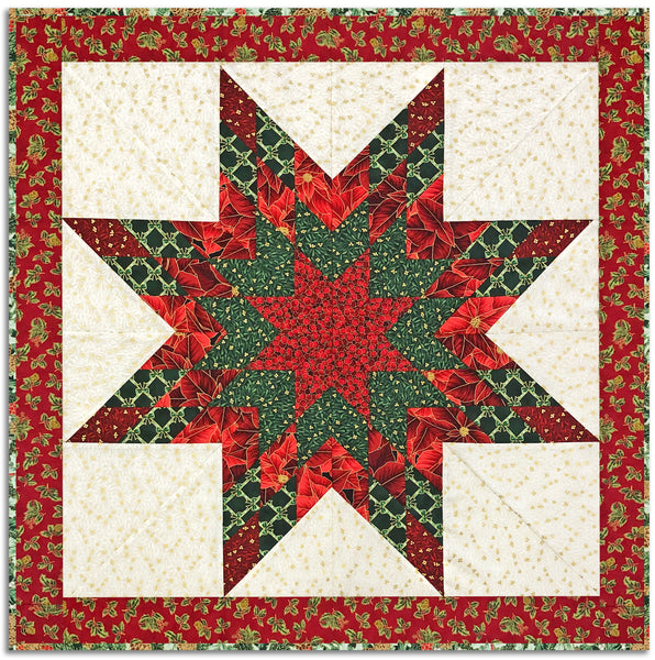 Kaufman Lone Star Wall Hanging Kit - Includes Pre-Cut Strips - Holiday Flourish: Festive Finery - Holiday