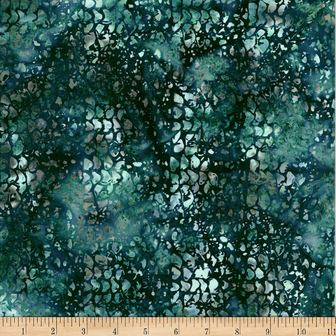 Hoffman McKenna Ryan Woodland Batiks MR61 21 Teal Salmon Skin 2.125 YARDS