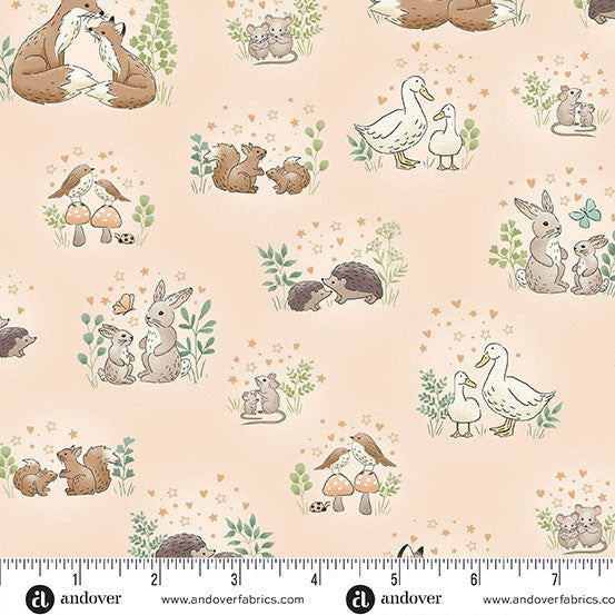 Andover/Makower Little Ones MU189 C Coral Hugs By The Yard
